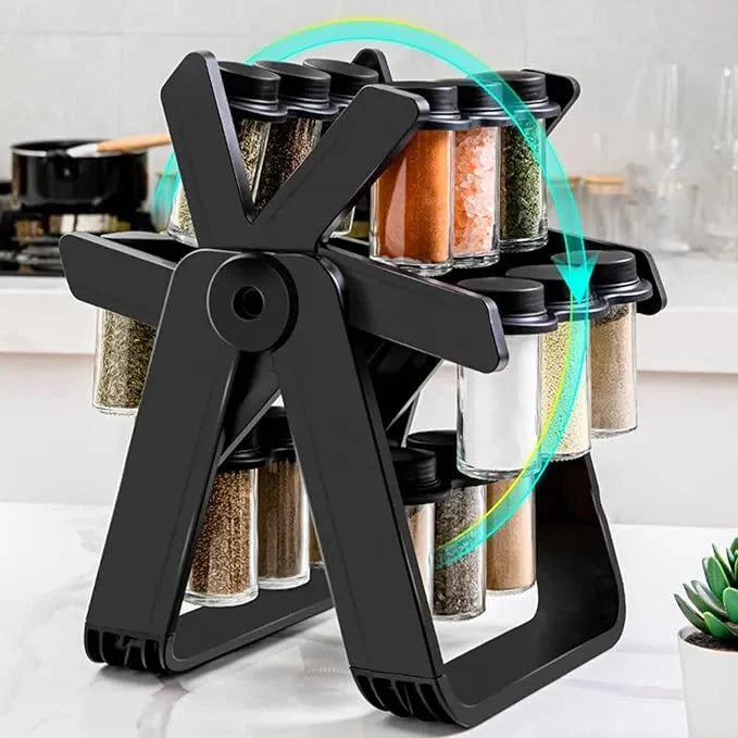 18 Jar Rotating Spice Rack | 360° Kitchen Storage Organizer KSA