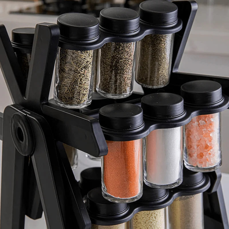 18 Jar Rotating Spice Rack | 360° Kitchen Storage Organizer KSA