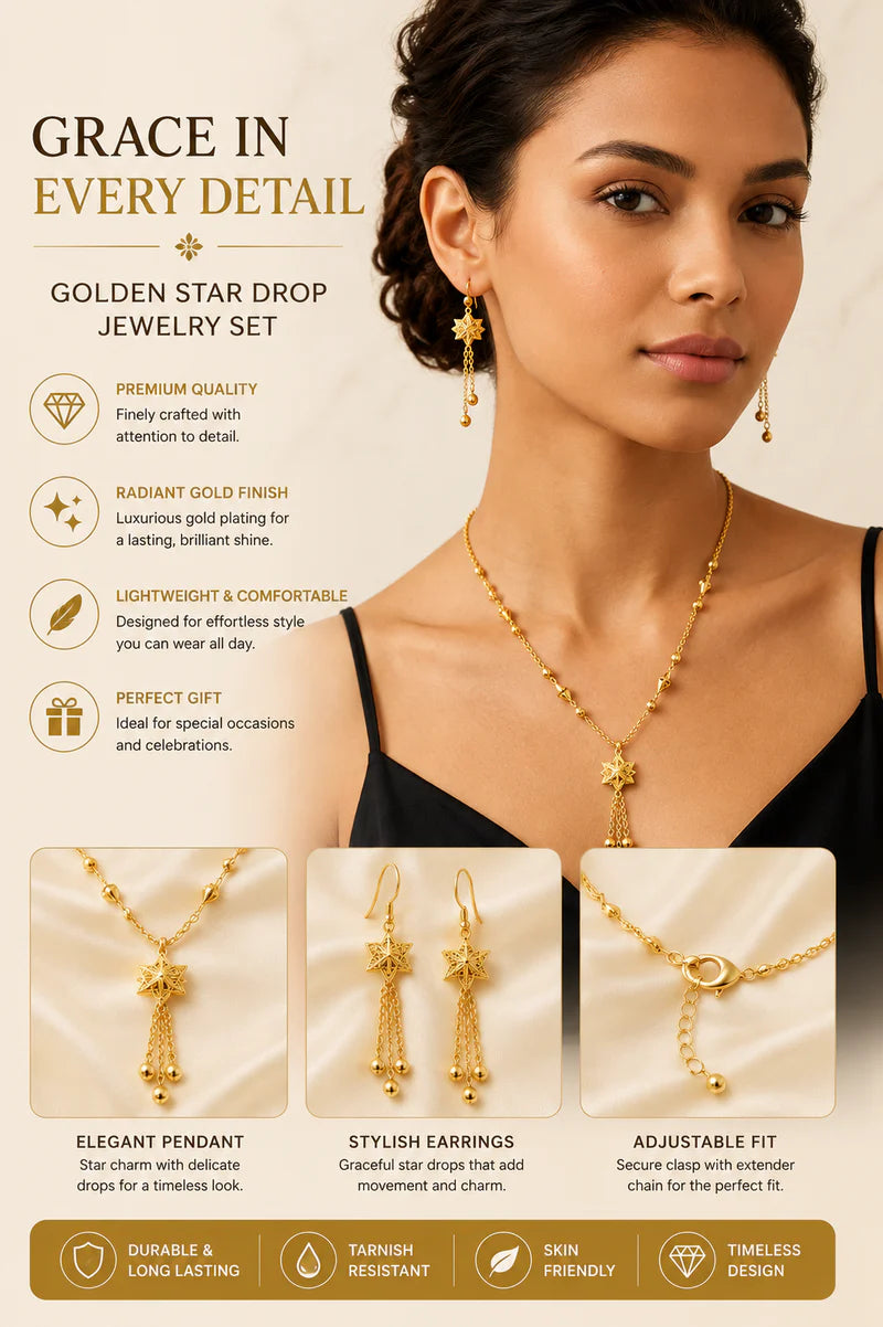 Luxury Gold Geometric Jewelry star Set KSA Party & Wedding