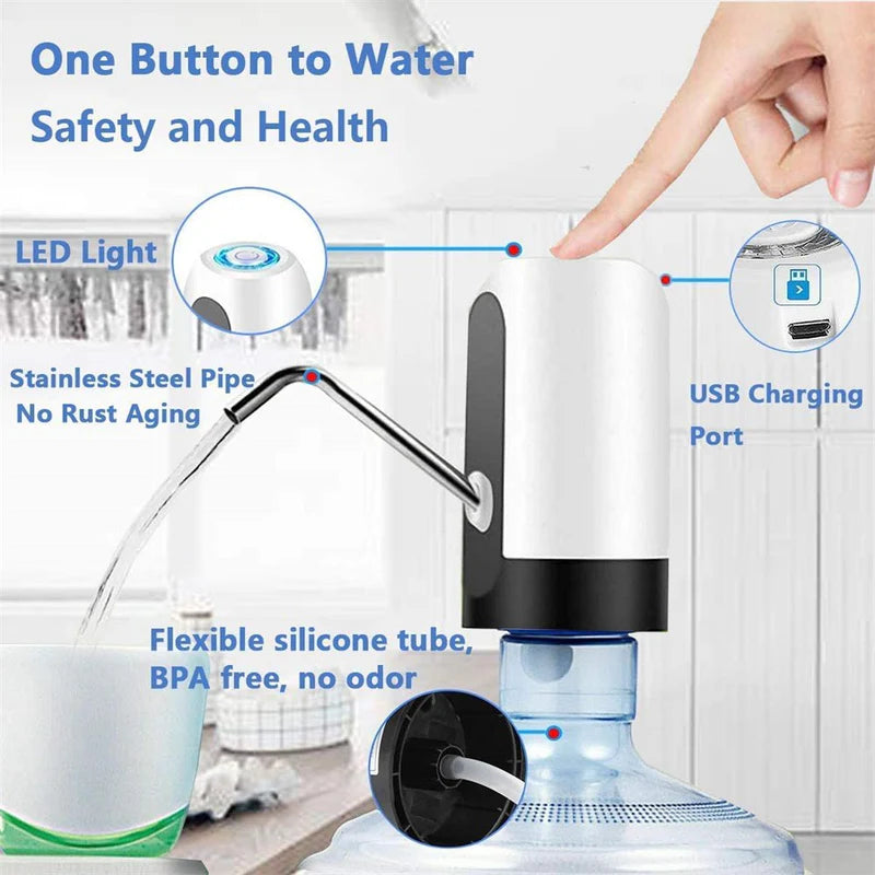 Electric Water Dispenser Pump USB Rechargeable | Portable Bottle Water Pump KSA