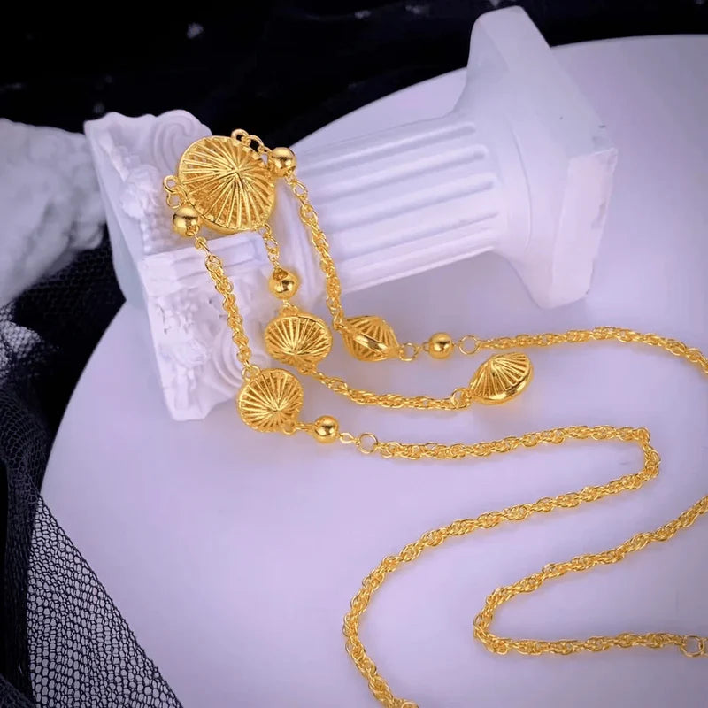 Gold Circle Tassel Necklace 14K | Elegant Women Jewelry KSA