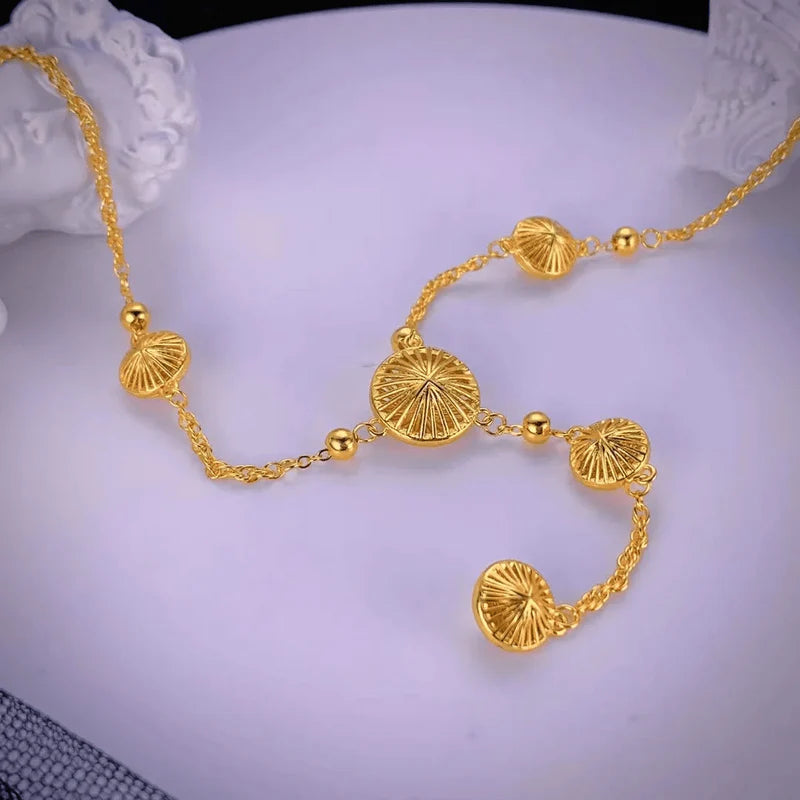 Gold Circle Tassel Necklace 14K | Elegant Women Jewelry KSA