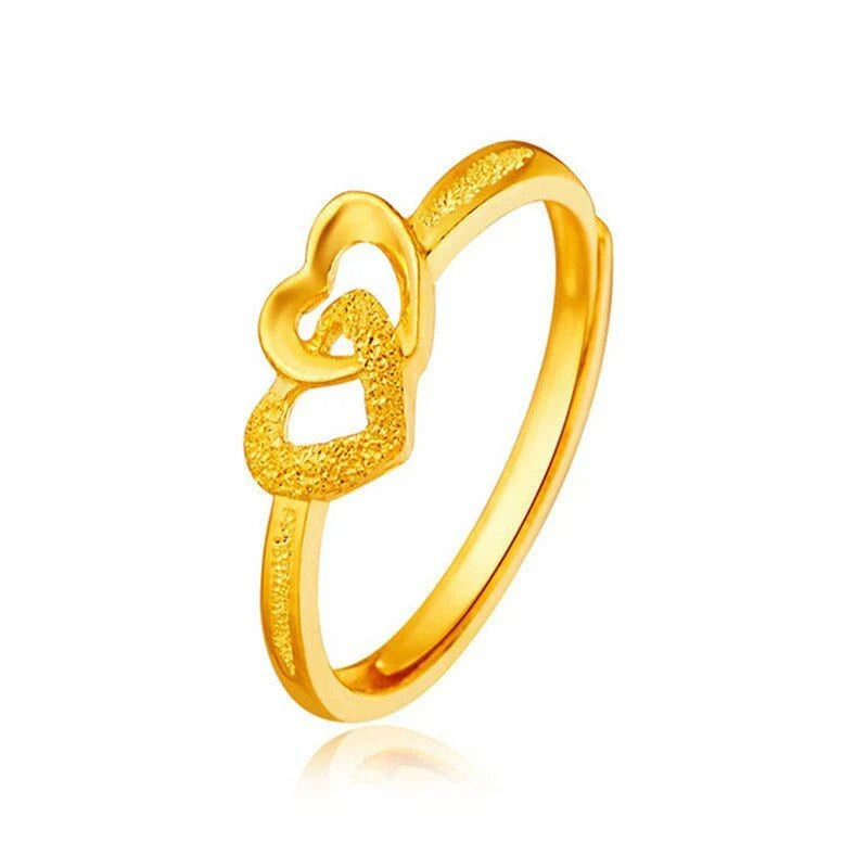 Gold Plated Retro Heart Ring | Elegant Women’s Ring KSA