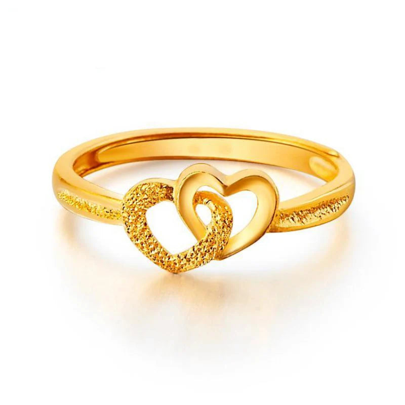 Gold Plated Retro Heart Ring | Elegant Women’s Ring KSA