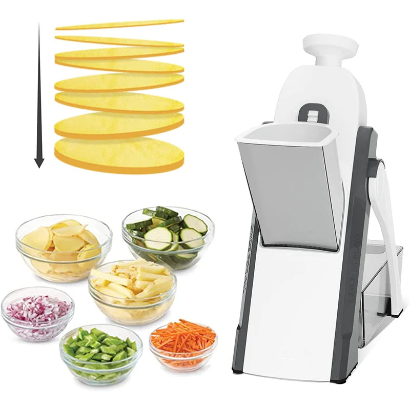 Manual Vegetable Cutter with Adjustable Slicer | Safe Mandoline Tool KSA