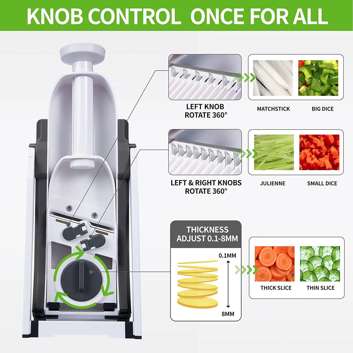 Manual Vegetable Cutter with Adjustable Slicer | Safe Mandoline Tool KSA