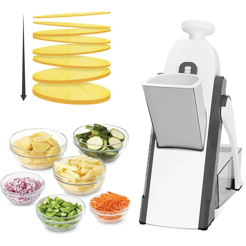 Manual Vegetable Cutter with Adjustable Slicer | Safe Mandoline Tool KSA